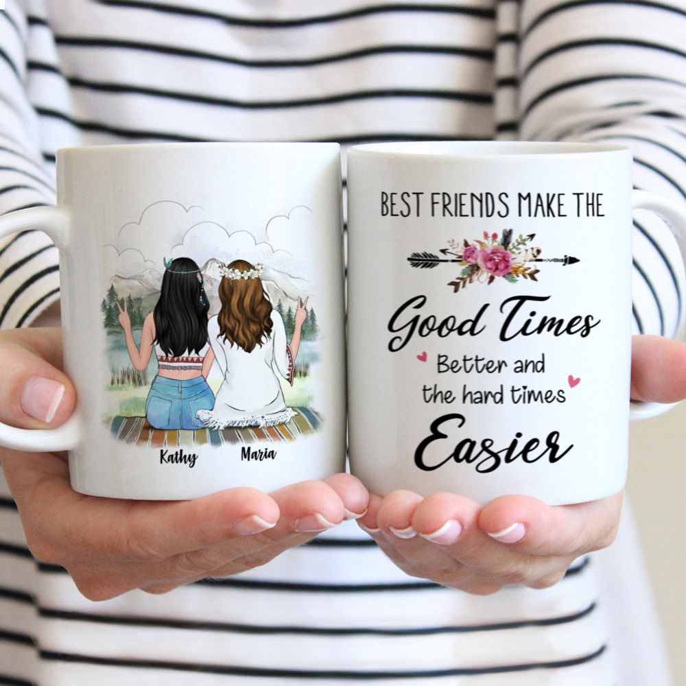 Boho Hippie Bohemian Up To 5 - Best Friends Make The Good Times Better And The Hard Times Easier - Personalized Mug