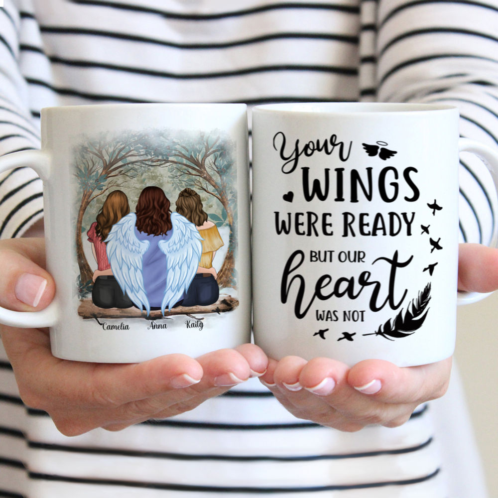 (Forest BG) Mother & Daughter - Yours Wings Were Ready But Our Heart Was Not - Personalized Mug