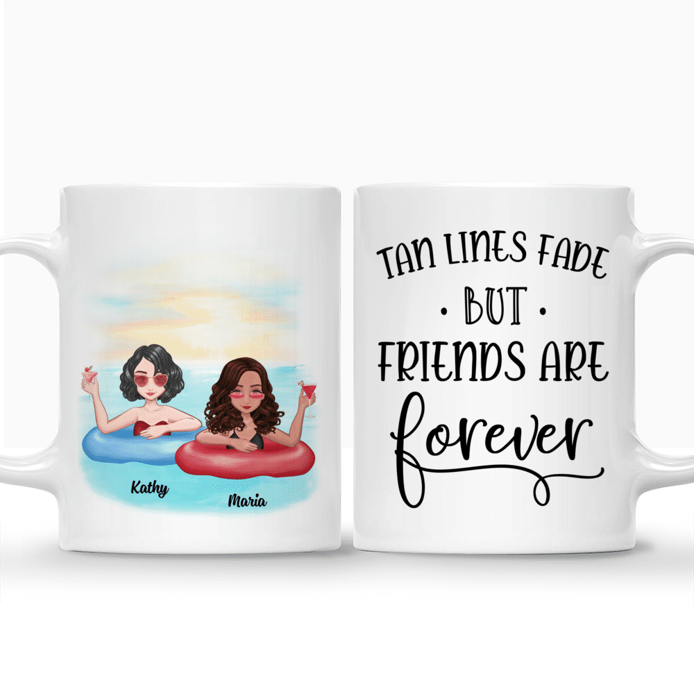 Funny Swimming - Tan Lines Fade, But Friends Are Forever - Personalized Mug_3
