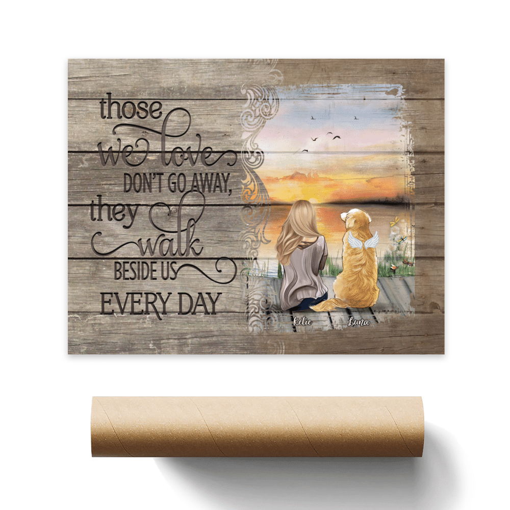 Personalized Poster - Dog Lovers - Those We Love Don't Go Away They Walk Beside Us Everyday - Poster