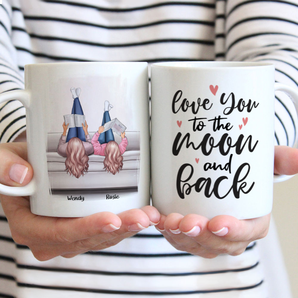 Personalized Mug - Mother & Children - Love you to the moon and back_1