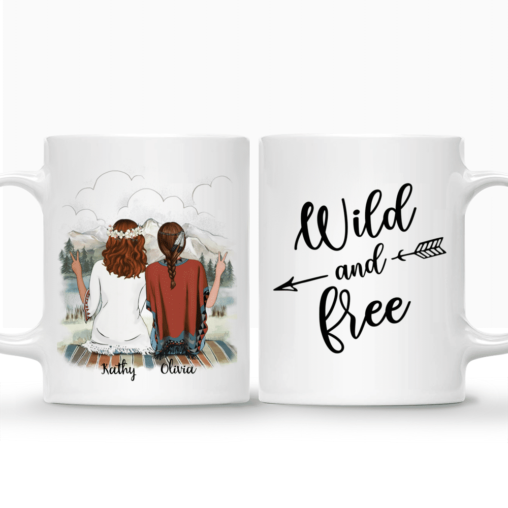 Personalized Mug - Boho Hippie Bohemian Two Girls - Wild and Free_3