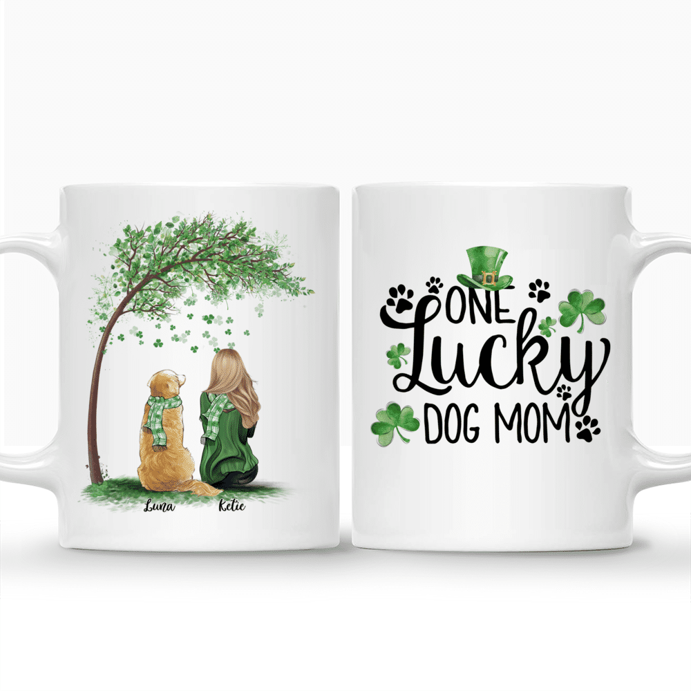 Personalized Mug - Girl and Dogs - One Lucky Dog Mom_3