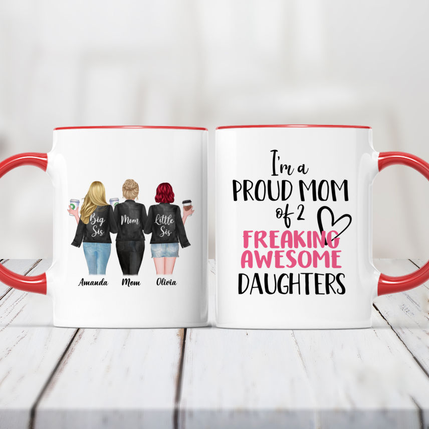 Funny Mom Of 2 Girls Mothers Day Gifts Mug 11oz 