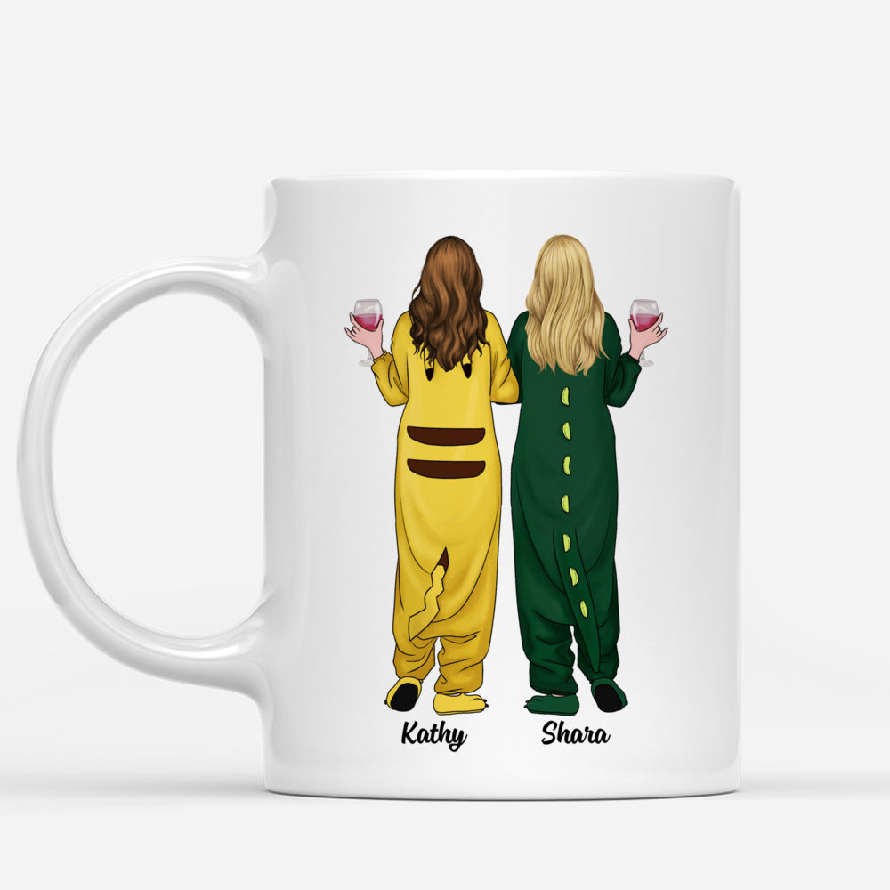 Personalized Mug - Pajamas Girls - Silly Pictures And Crazy Times, Sisters At Heart And Partners in Crime - Gifts For Friends_1
