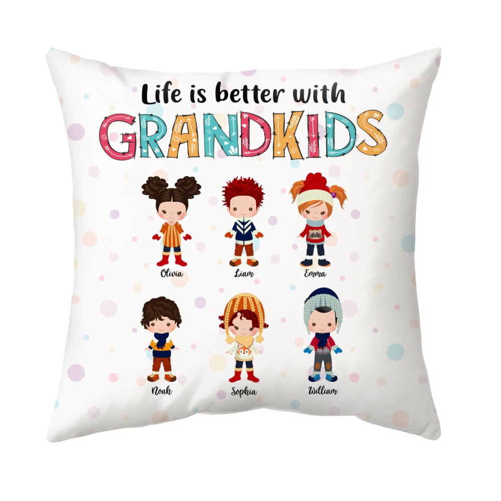 Personalized Throw Pillow - Life Is Better With Grandkids