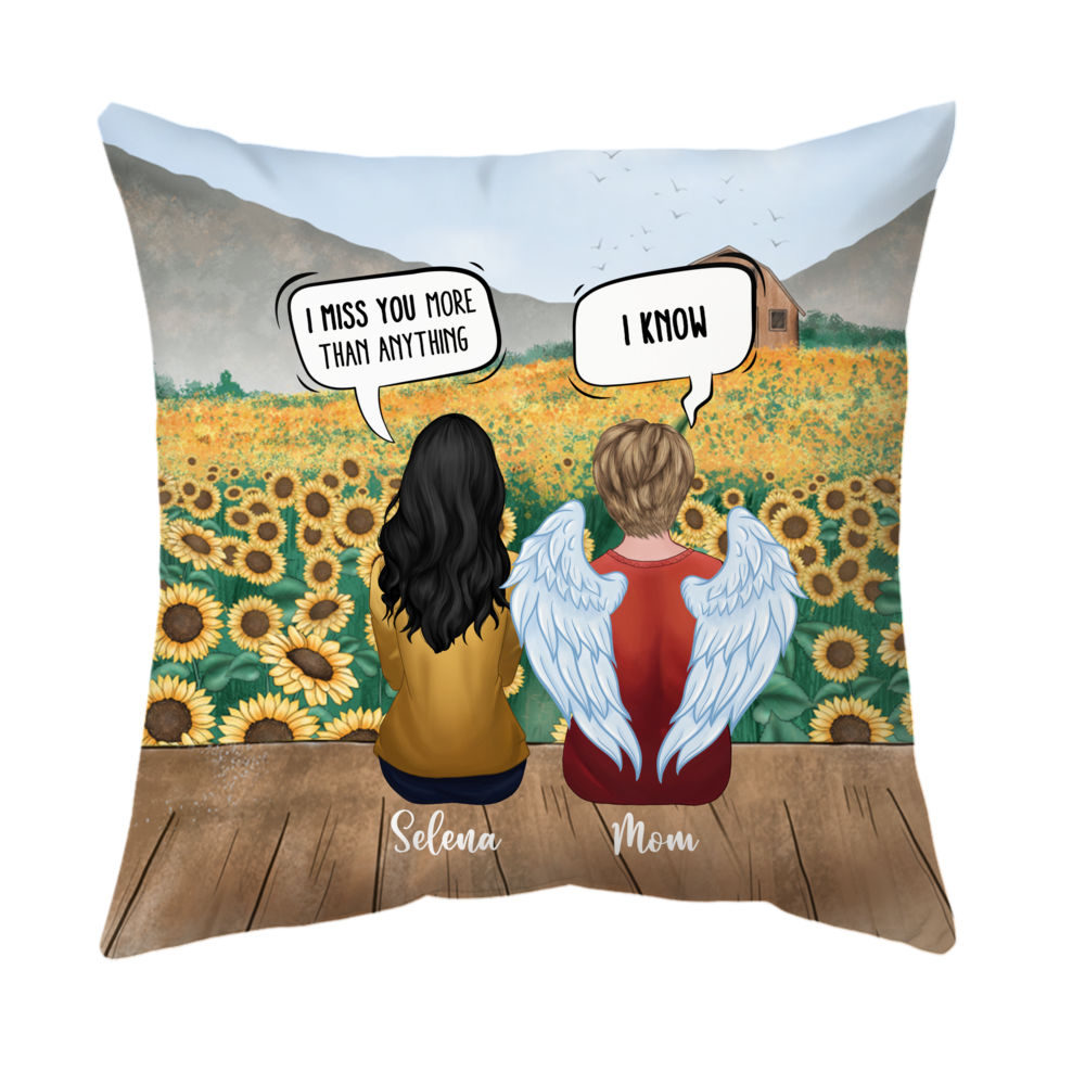 Personalized Memorial Pillow - I Miss You More Than Anything I Know (Sunflower)