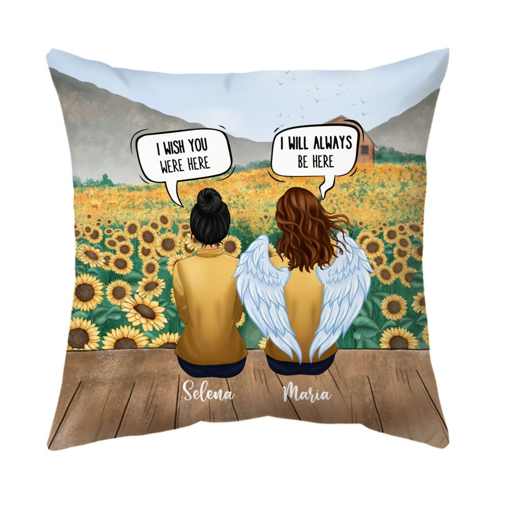 Personalized Pillow - Memorial Pillow - I Wish You Were Here - I'm Always With You (Sunflower)