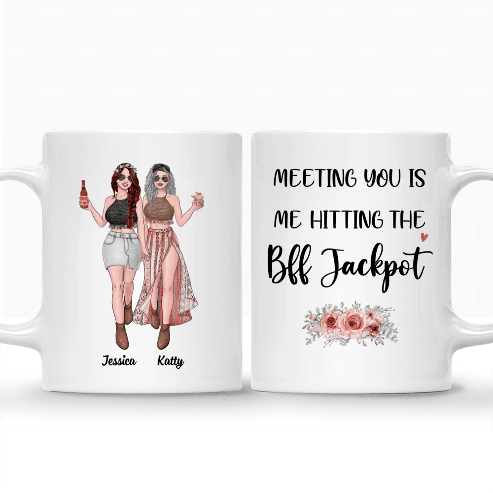 Personalized Mug - Best friends - UP TO 5 girls - Meeting you is me hitting e bff jackpot - MK2_3