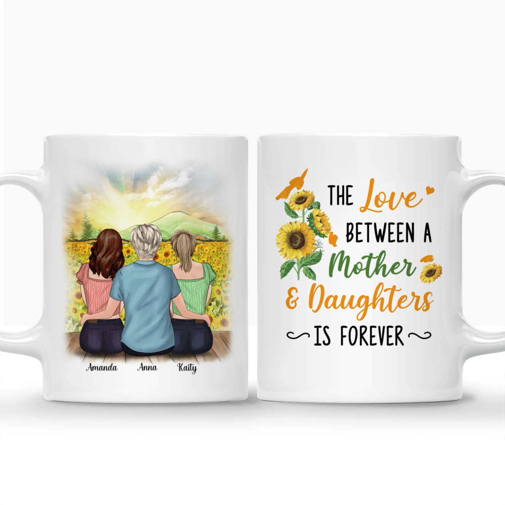 Personalized Mug - Sunflower Mother & Daughter (3480) - The Love Between a Mother and Daughters Is Forever_3
