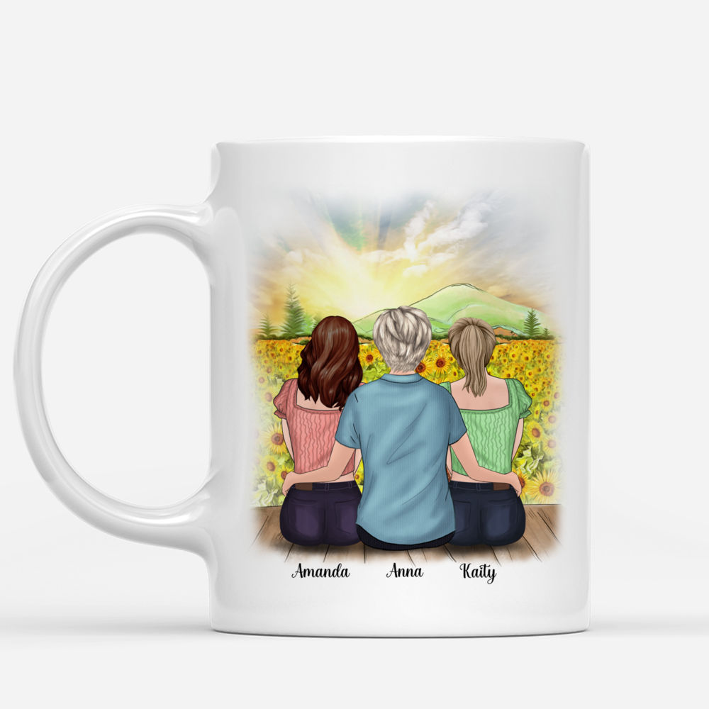 Personalized Mug - Sunflower Mother & Daughter (3480) - The Love Between a Mother and Daughters Is Forever_1