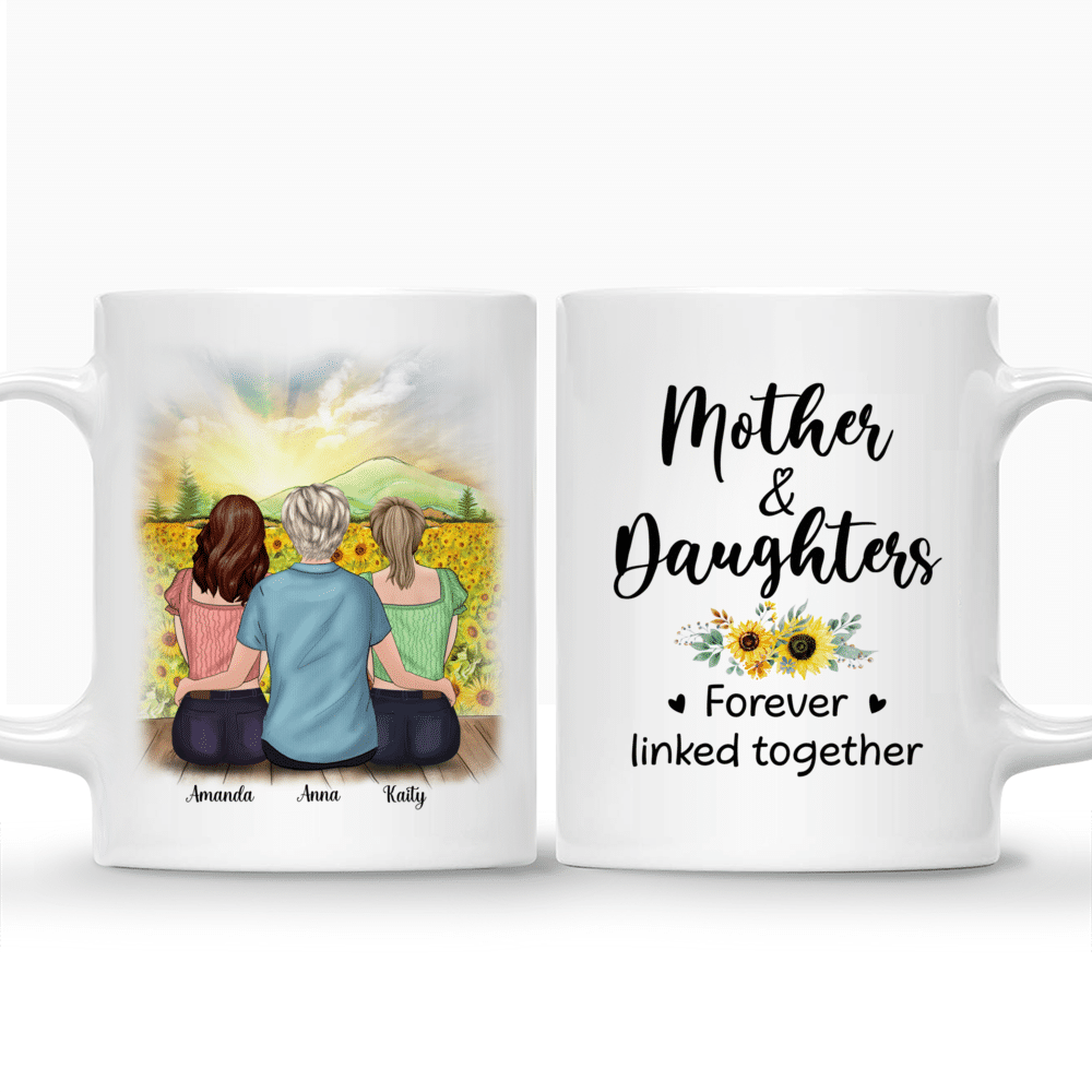 Personalized Mug - Sunflower Mother & Daughter (3480) - Mother And Daughters Forever Linked Together_3