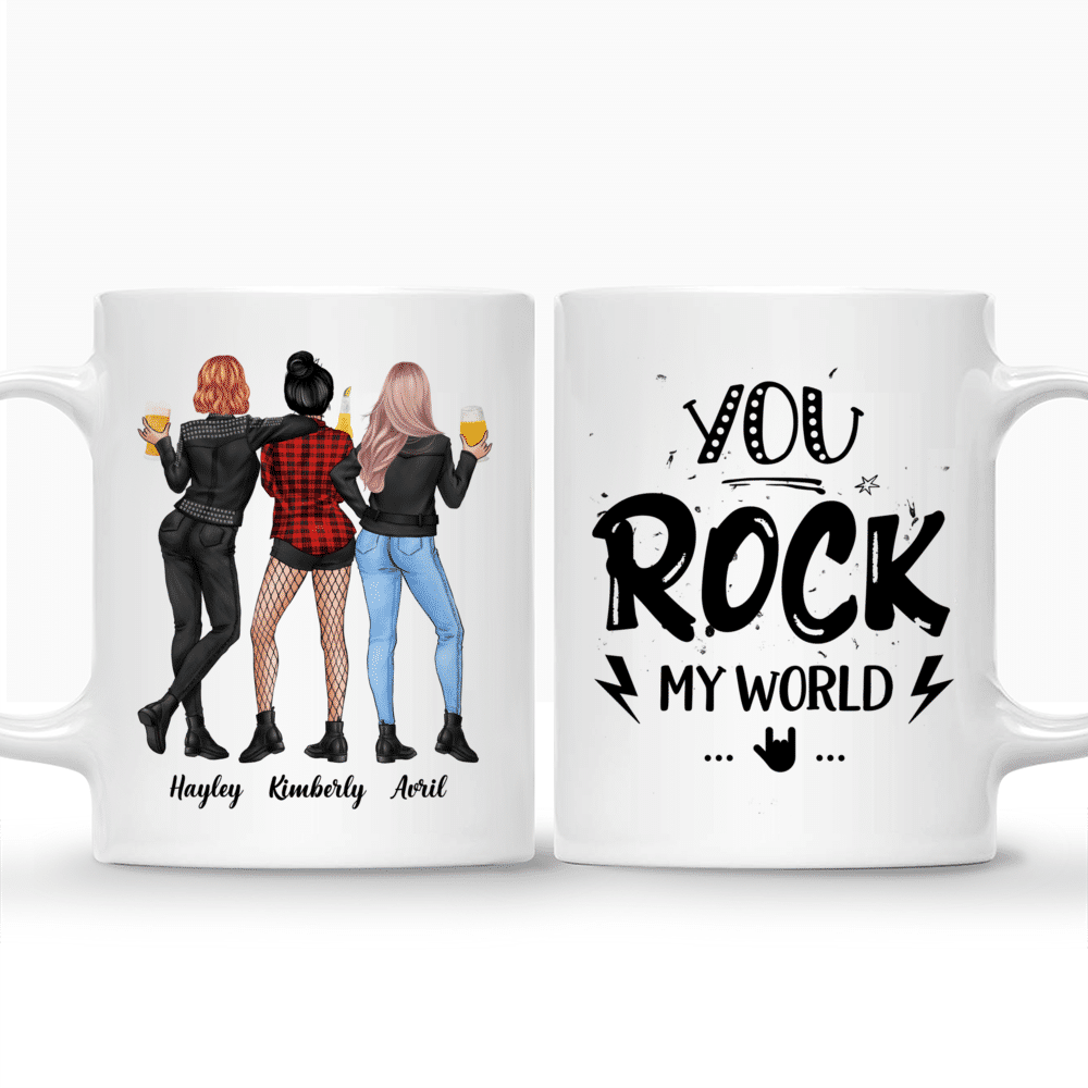 Rock Chicks - You Rock My World - Up to 4 Ladies - Personalized Mug_3