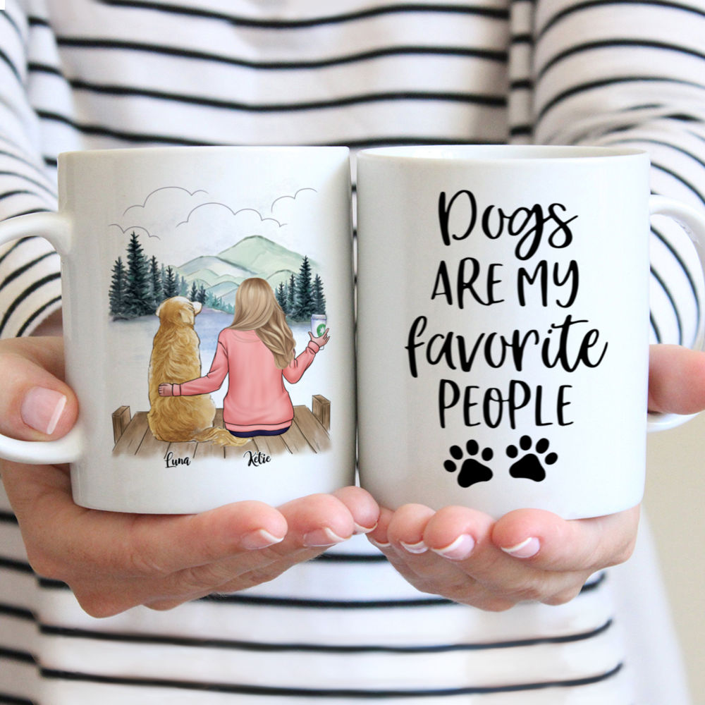 Personalized Mug - Girl and Dogs - Dogs Are My Favorite People.