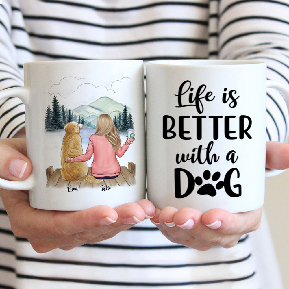 Personalized Mug - Girl and Dogs - Life Is Better With A Dog