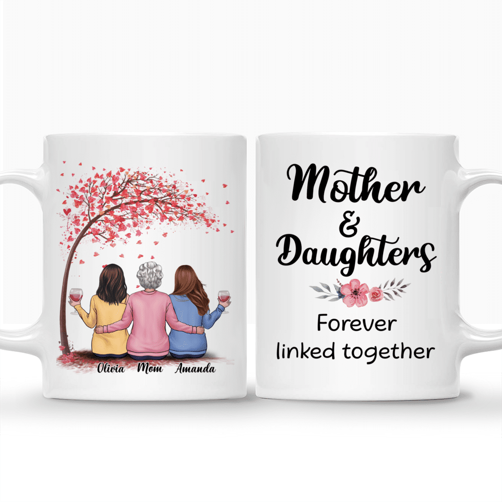 Mother & Daughters Forever Linked Together Mug - Personalized Mother's Day Mug_3