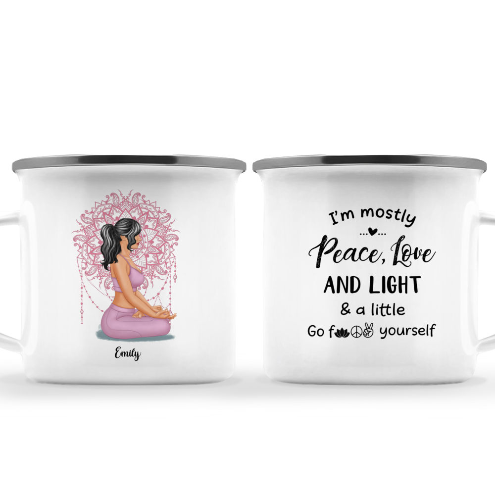 I'm Mostly Peace Love And Light - Personalized Yoga Mug