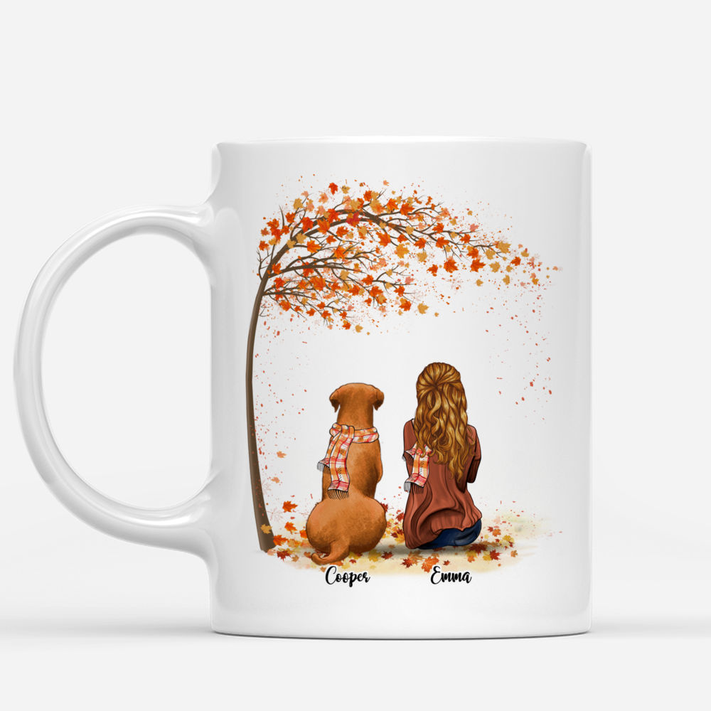 Personalized Mug - Girl and Dogs Autumn - Life Is Better With A Dog_1