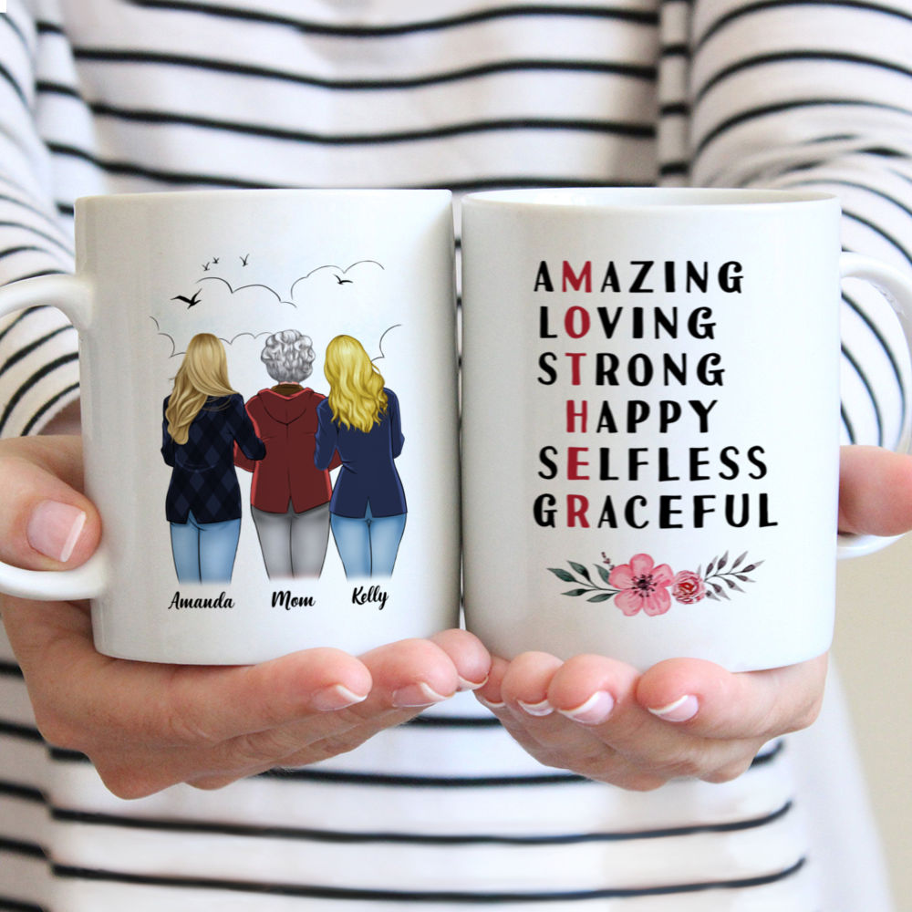 Personalized Mug - Mother's Day - Mother: Amazing, Loving, Strong, Happy, Selfless, Graceful - S