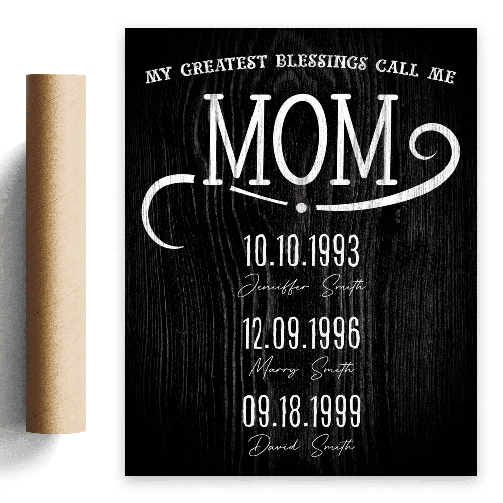 Personalized Poster - Family - My Greatest Blessing call me Mom (Up to 6 Kids)