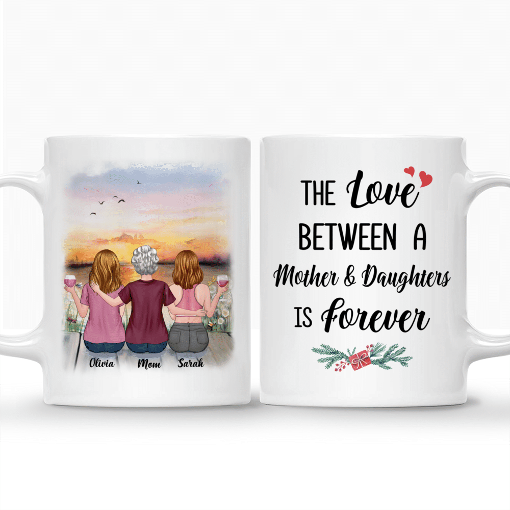Personalized Mug - Mother & Children - Sunset - The Love Between A Mother And Daughters Is Forever_3