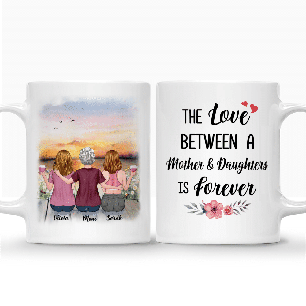 Personalized Mug - Mother & Children - Sunset - The Love Between A Mother And Daughters Is Forever - Mother's Day Gift For Mom_3