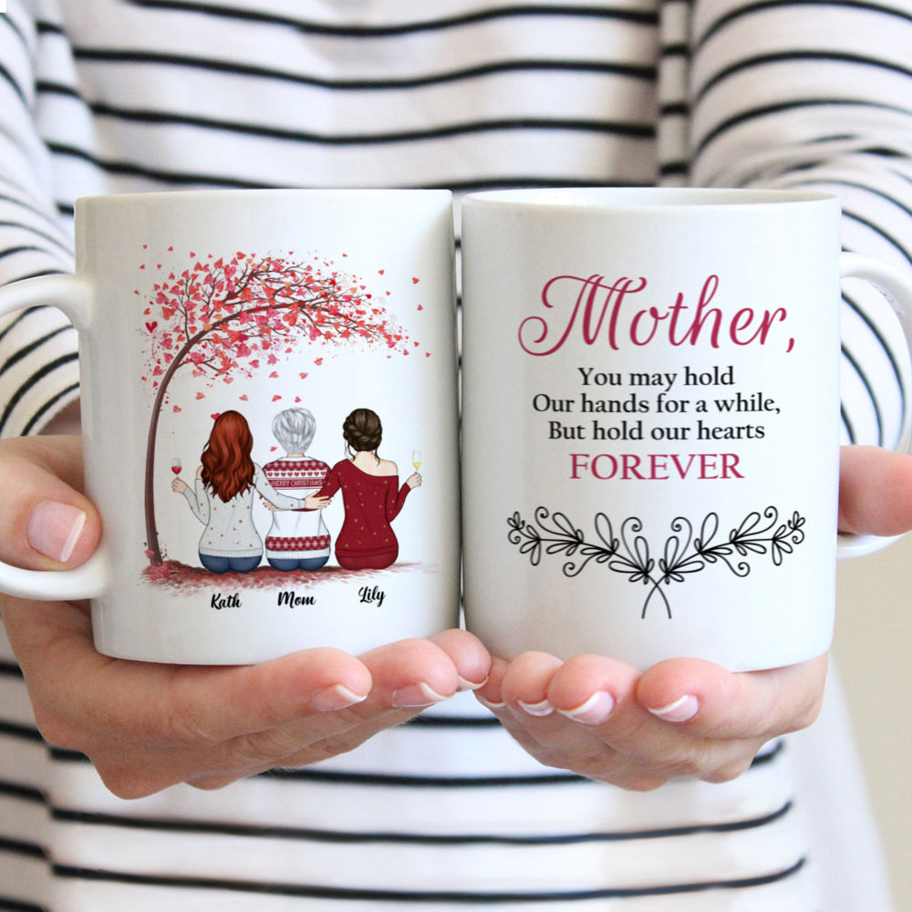 TRAVEL Coffee Tumbler MUG, MOTHER of the Bride Mug, Mothers hold their  daughter's hands for a short while, but their hearts forever MPH165