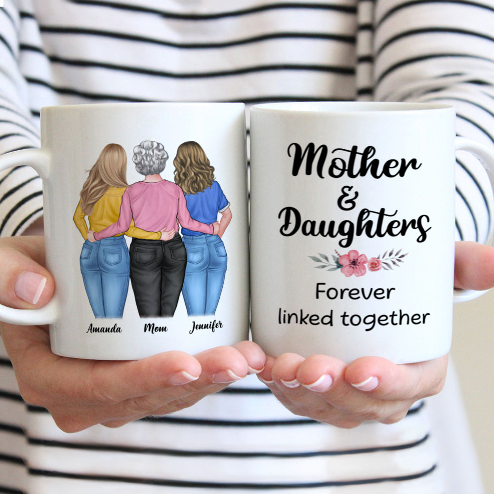 Personalized Mug - Loving Mother - Mother & Daughters Forever Linked Together (2)