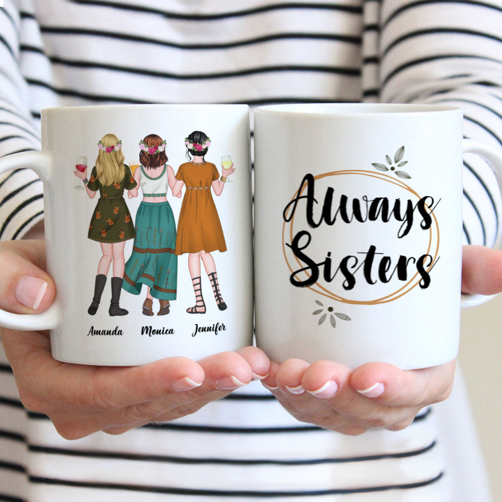 Personalized Mug - Boho Hippie Bohemian - Always Sisters