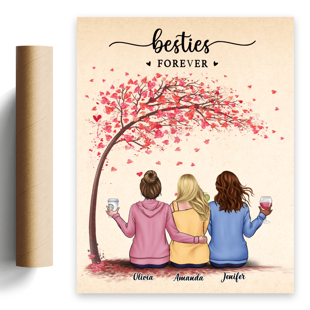 Personalized Poster - Love Tree Poster 2 - Besties Forever