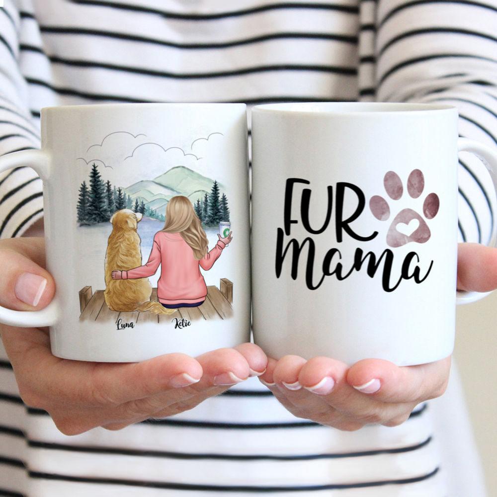 Personalized Mug - Girl and Dogs - Fur mama - Ver 2