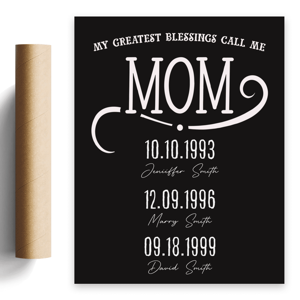 Personalized Poster - Family - My Greatest Blessing call me Mom (Up to 6 Kids) - v2