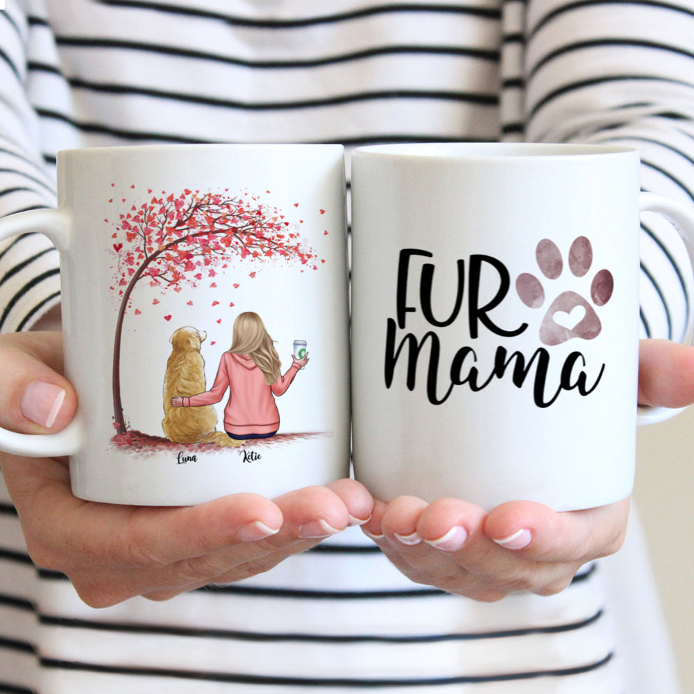 Personalized Girl & Dogs Mug - Fur Mama Custom Mug (Love Version)