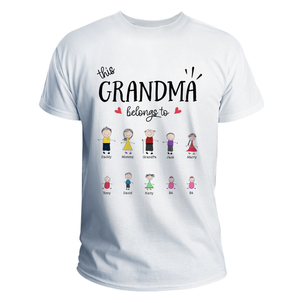 Personalized Shirt - Family (Up to 10 People) - This Grandma/Nana/Mama... Belongs To...Gifts For Mother, Grandma, Nana, Mother's Day Gifts_1