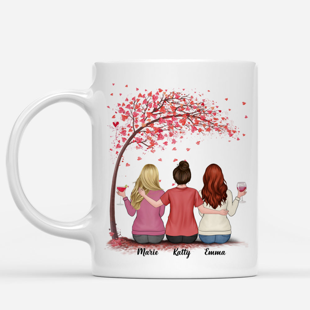 Personalized Mug - Up to 5 Women - Side by side or miles apart, Sisters will always be connected by heart (3675)_1