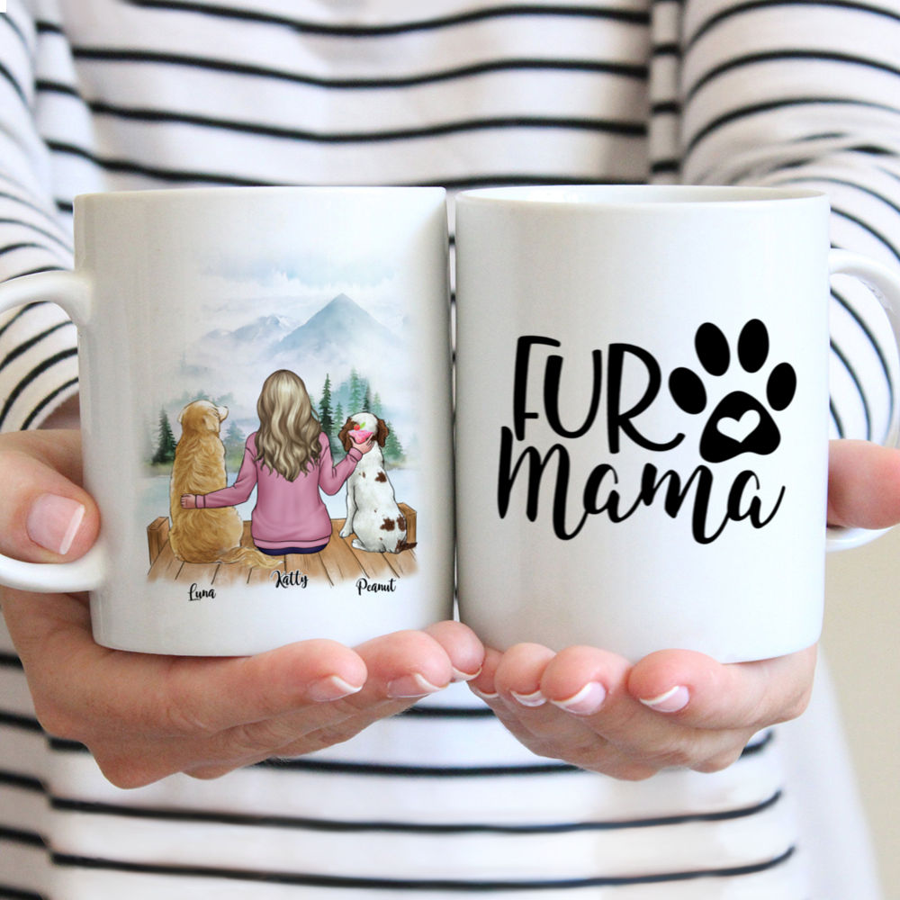 Personalized Mug - Girl and Dogs - Fur Mama (3658)