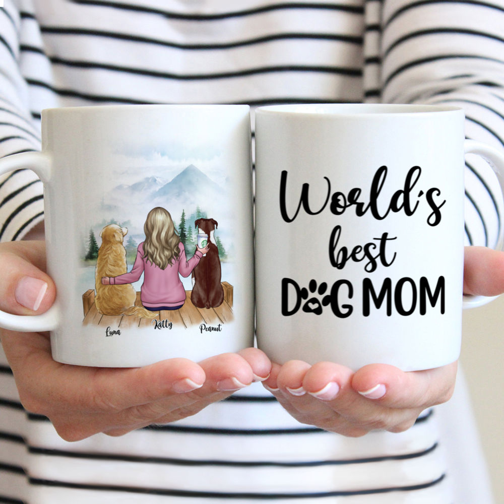 Personalized Mug - Girl and Dogs - World's Best Dog Mom (3658)