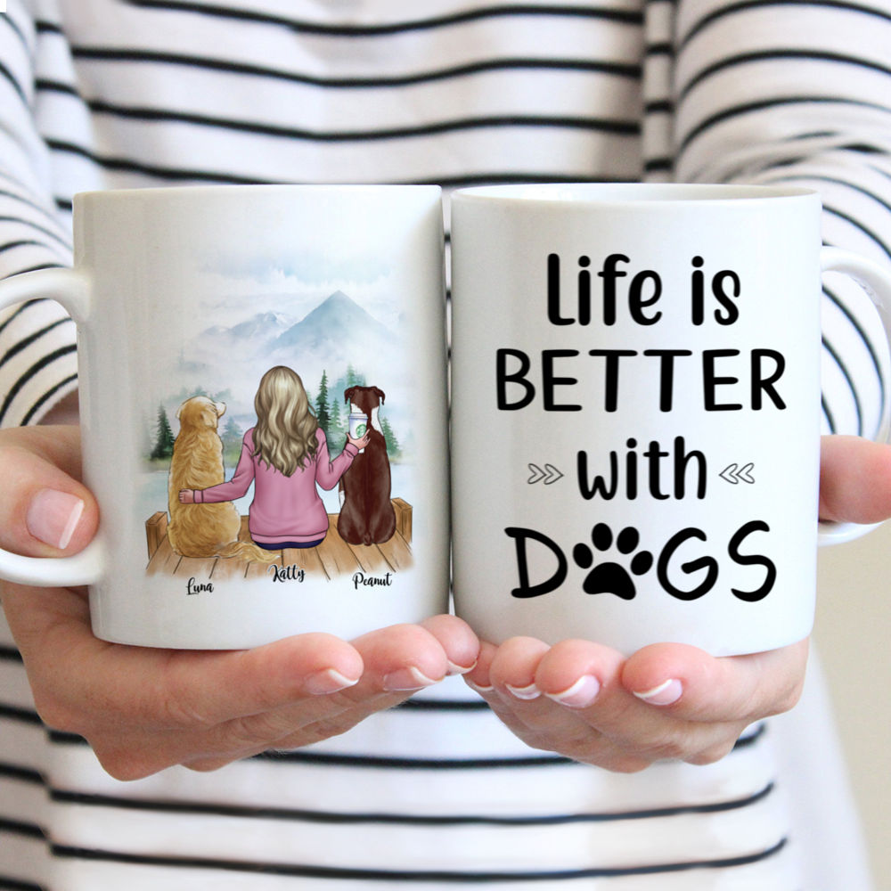 Personalized Mug - Girl and Dogs - Life Is Better With Dogs (3658)