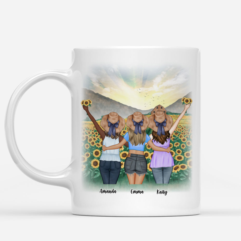 Personalized Mug - (Up to 5 girls - 3670) Sunflower Besties - True Friends Are Like Bright Sunflowers That Never Fade Away, Even Over Distance And Time_1