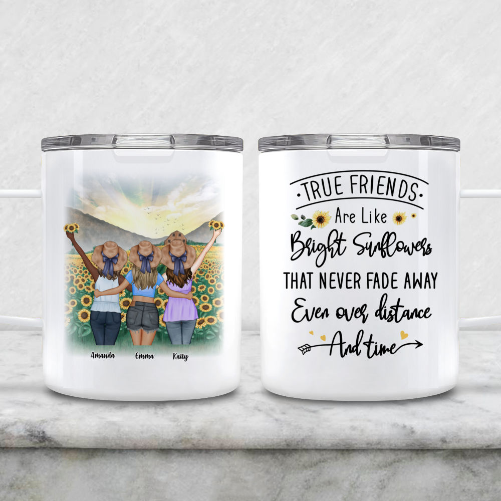 Personalized Best Friends Girl Sunflower Tumbler - Teeruto