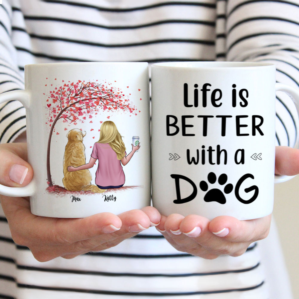 Personalized Mug - Girl and Dogs - Life is better with a dog (3659)