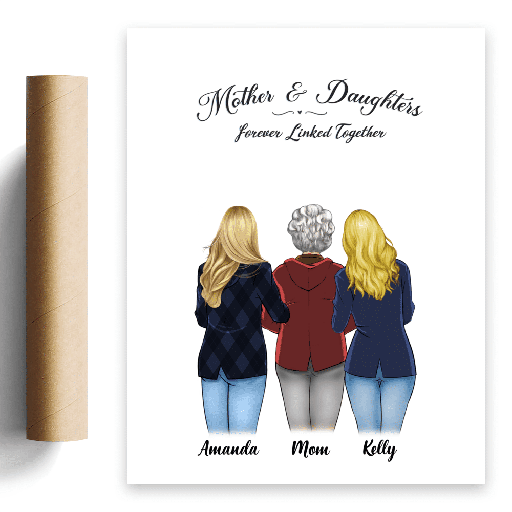 Mother & Daughters Forever Linked Together - Birthday Gift, Mother's Day Gift For Mom, Wife