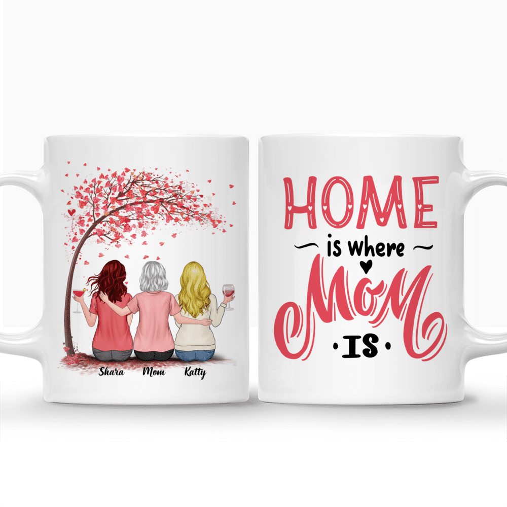 Personalized Mug - Mother & Daughters - Home Is Where Mom Is (Pink) (3605)_3