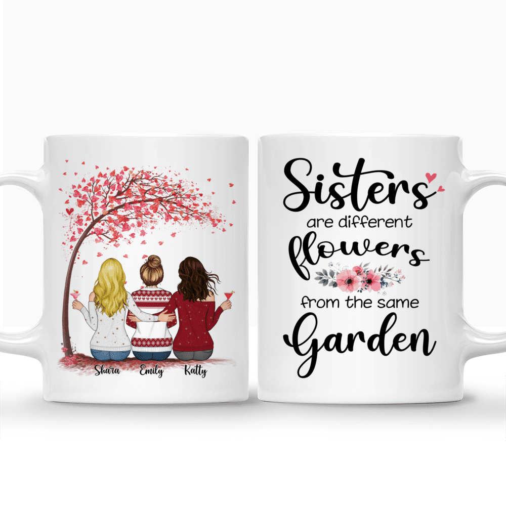 Personalized Mug - Up to 5 Women - Sisters are different flowers from the same garden (3239)_3