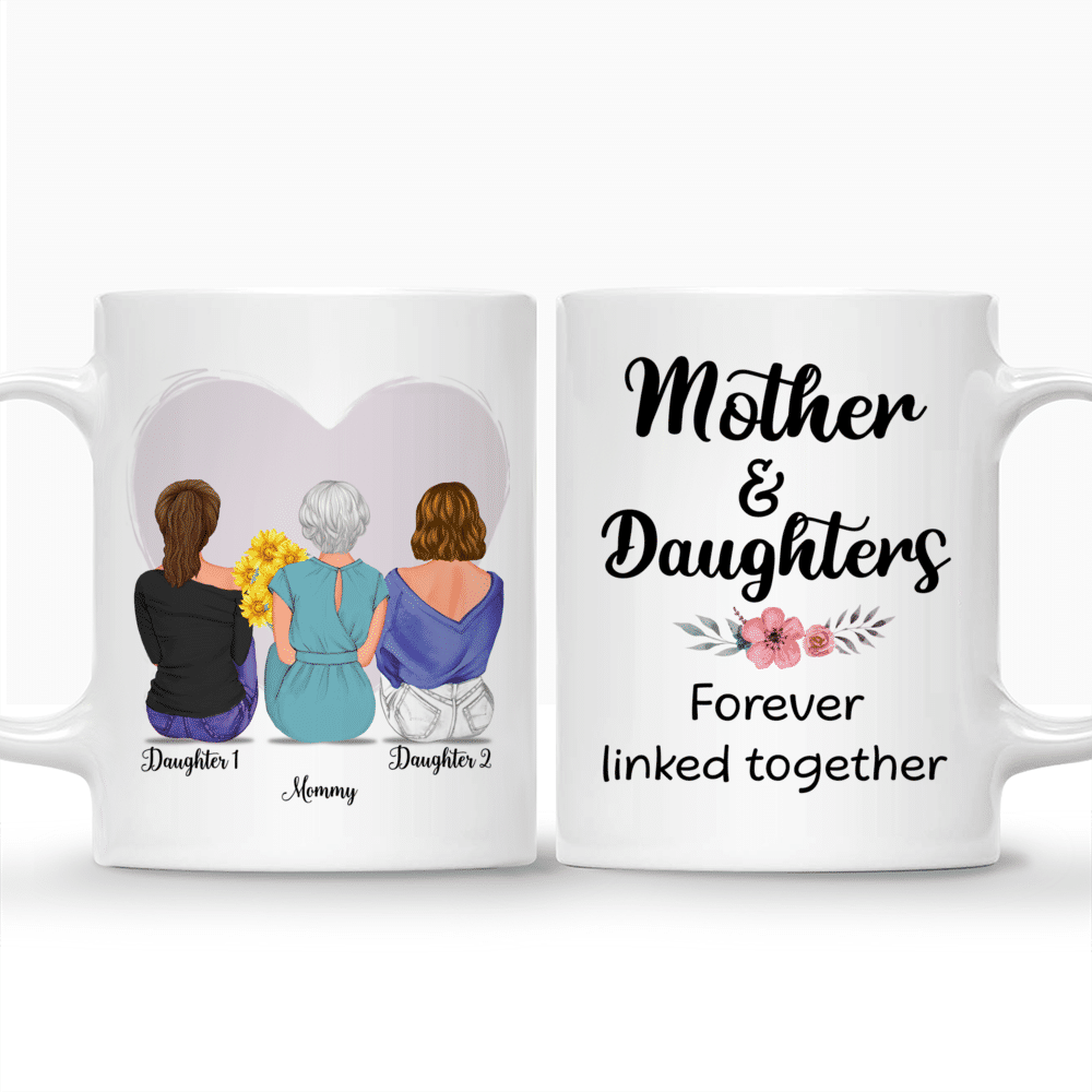 Personalized Mug - Mother's Day Mug - Mother & Daughters Forever Linked Together - Mother's Day, Birthday Gifts, Gifts For Mom, Daughters_3