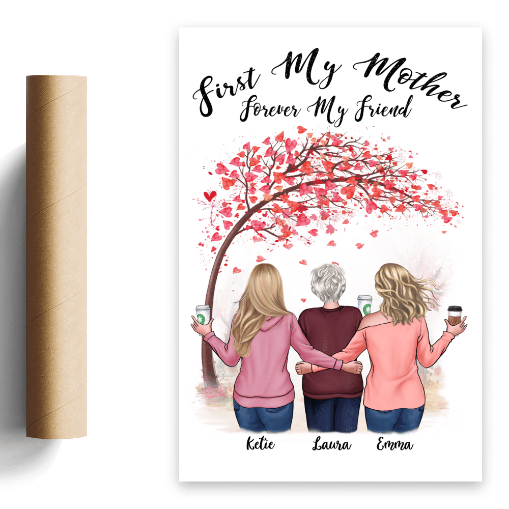 Personalized Canvas Gift For Mom - Custom Gifts For Mom - First My Mother  Forever My Best Friend Poster