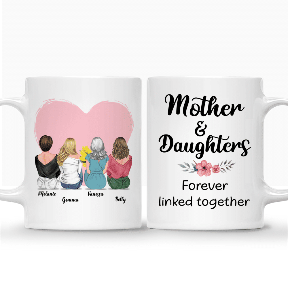Personalized Mug - Mother's Day - Mother & Daughters Forever Linked Together 3D_3