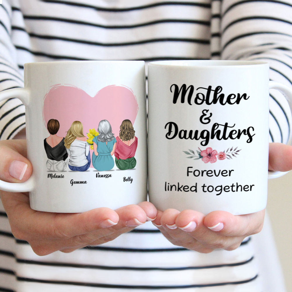 Personalized Mug - Mother's Day - Mother & Daughters Forever Linked Together 3D
