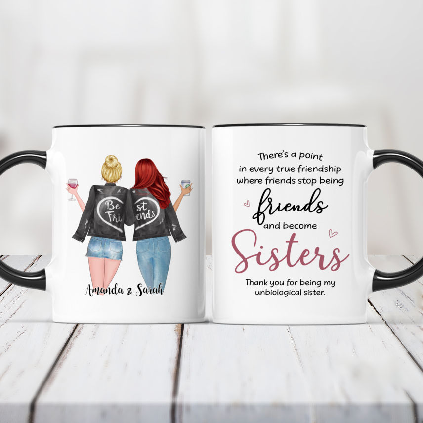  Personalized Friendship Coffee Mug I'm So Lucky To Have You,  Custom Best Friend Mug With Names, Text, Hairstyle, Special Gifts For Women,  Girl, Besties, Unbiological Sisters Mug 11oz, 15oz : Home