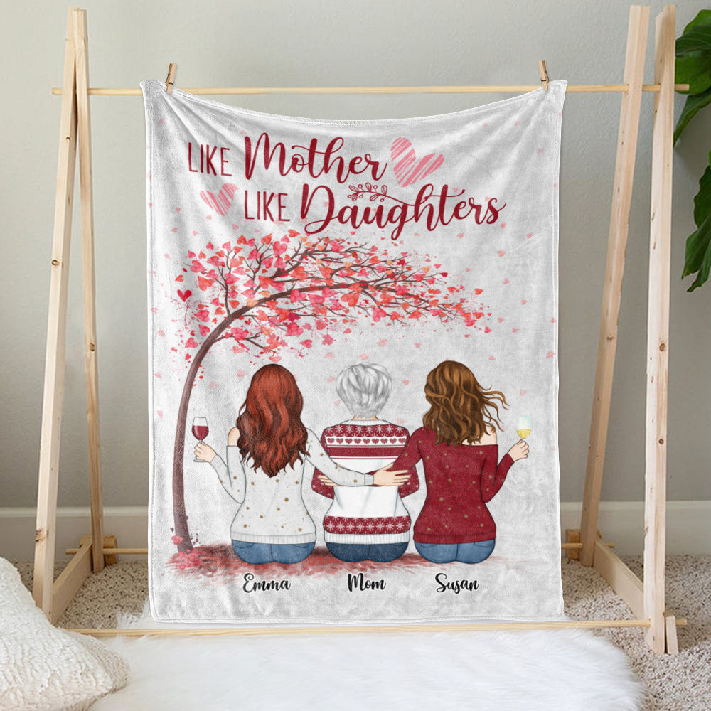 Personalized Blanket - Daughter and Mother Blanket - Like Mother Like Daughters (Pink)_1